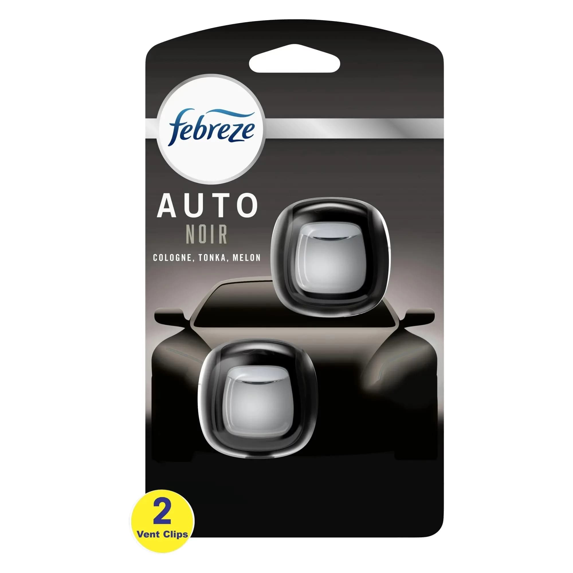 Febreze Car Vent Clip Air Freshener, NOIR Scent, Pack of 2 | Eliminates Odors for 80 Days - main product image