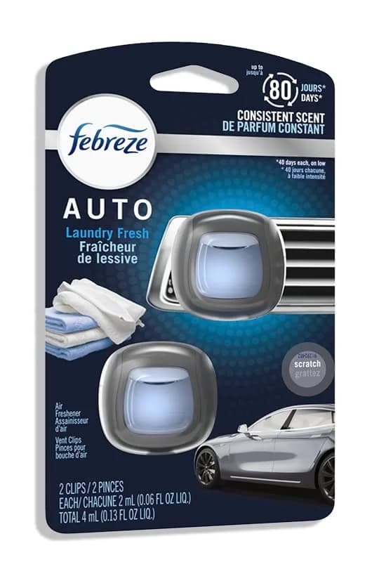 Febreze Car Vent Clip Air Freshener, Laundry Fresh Scent, Odor Eliminator - 2 Clips - main product image