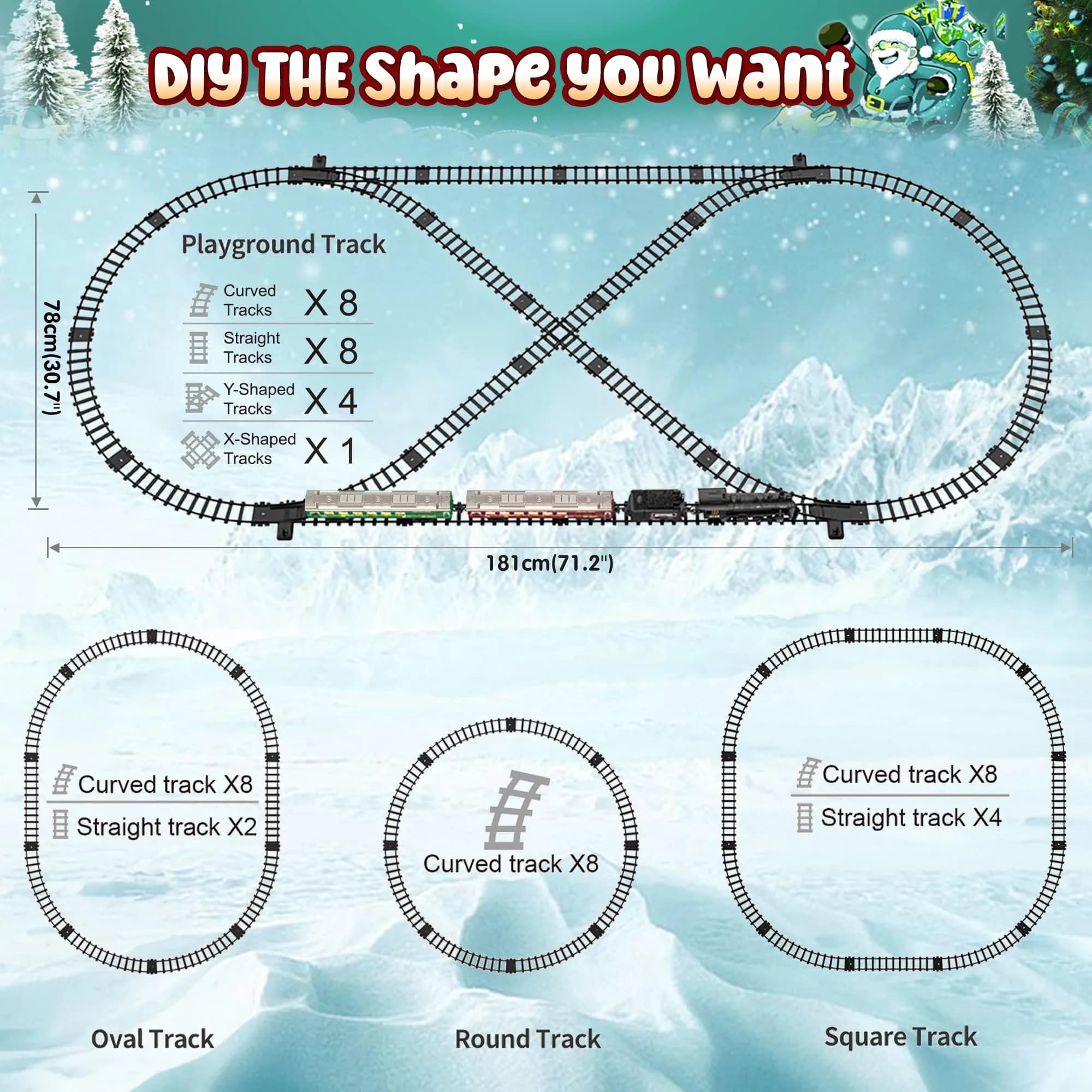 Hot Bee Remote Control Train Set with Smoke, Lights & Sound | Alloy Locomotive & Carriages, 14+ Track Pieces - view 6