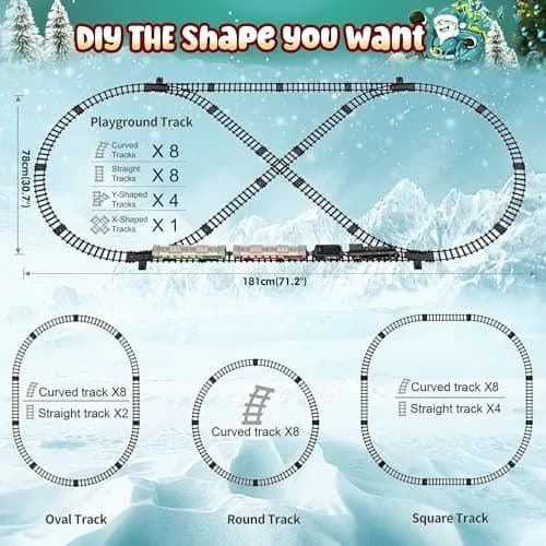 Hot Bee Remote Control Train Set with Smoke, Lights & Sound | Alloy Locomotive & Carriages, 14+ Track Pieces thumbnail 6