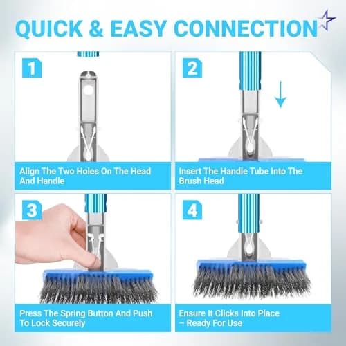 BlueStars 5in Pool Brush with Stainless Steel Bristle Wire & Aluminum | Heavy Duty Pool Cleaning Tool thumbnail 5