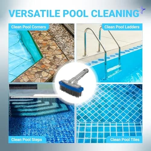 BlueStars 5in Pool Brush with Stainless Steel Bristle Wire & Aluminum | Heavy Duty Pool Cleaning Tool thumbnail 6