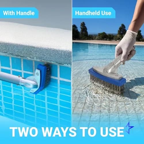 BlueStars 5in Pool Brush with Stainless Steel Bristle Wire & Aluminum | Heavy Duty Pool Cleaning Tool thumbnail 9