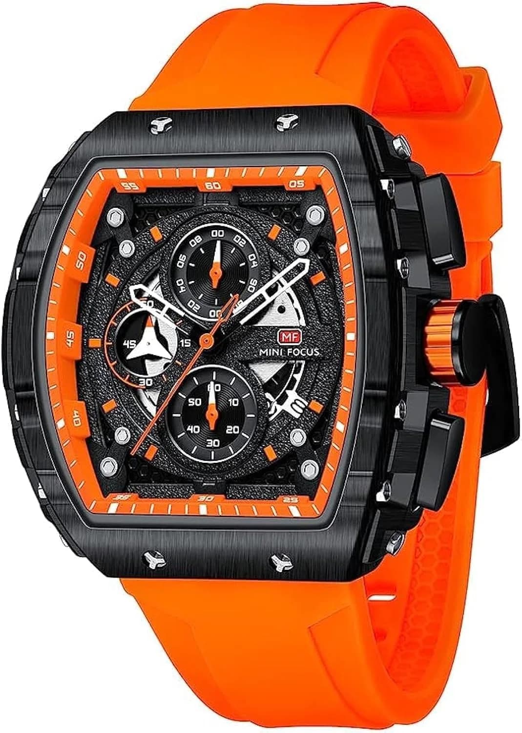 MF MINI FOCUS Men's Orange & Black Chronograph Watch 42mm | Luminous Quartz Wristwatch - main product image