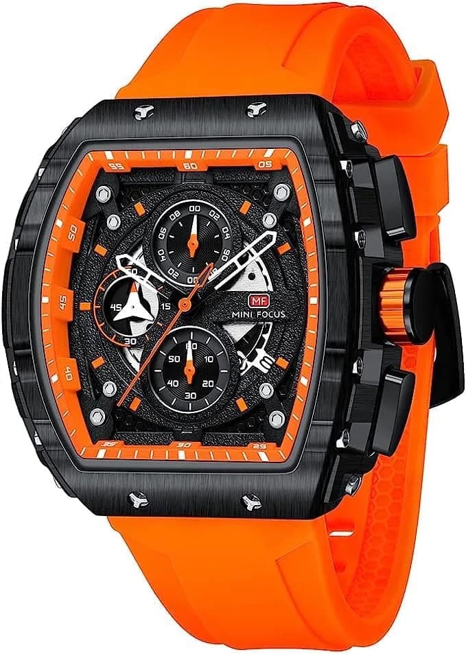 MF MINI FOCUS Men's Orange & Black Chronograph Watch 42mm | Luminous Quartz Wristwatch - view 2