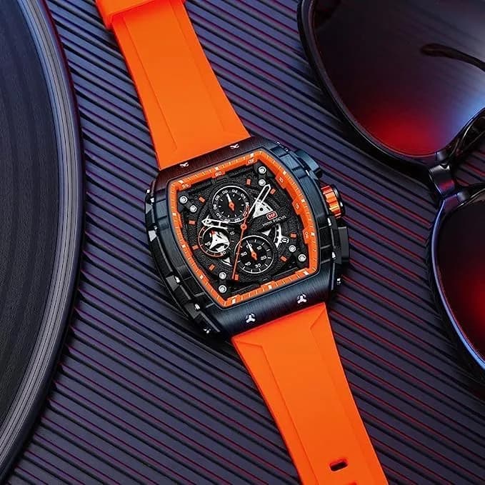 MF MINI FOCUS Men's Orange & Black Chronograph Watch 42mm | Luminous Quartz Wristwatch - view 3