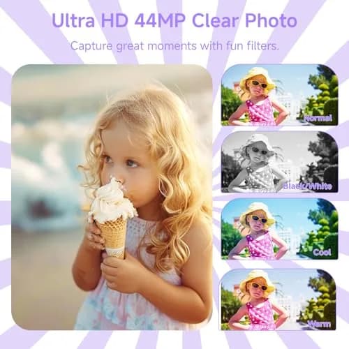 SMARTKLIK Digital Camera FHD 4K 44MP Purple with 64GB SD Card | 16X Digital Zoom thumbnail 4