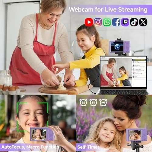 SMARTKLIK Digital Camera FHD 4K 44MP Purple with 64GB SD Card | 16X Digital Zoom thumbnail 5