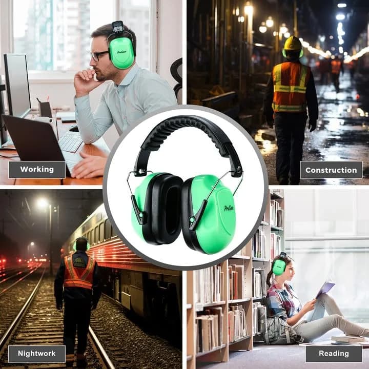 ProCase NRR 28dB Hearing Protection Earmuffs | Adjustable Noise Cancelling Headphones for Adults & Teens (Luminous) thumbnail 8