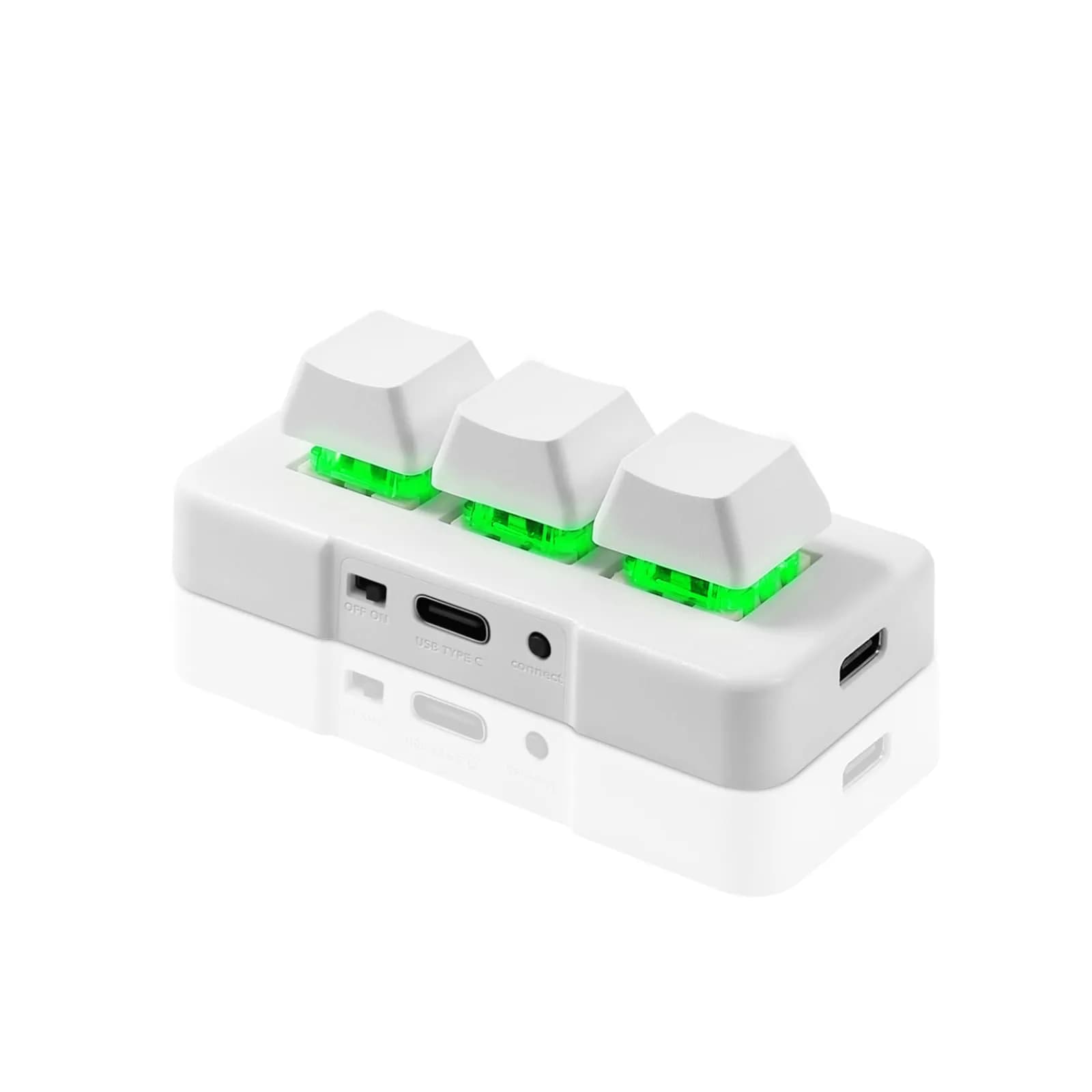 PCsensor MK321G-WH 3-Key Mini Keypad 2.4G Wireless Mechanical Keyboard with RGB LED | Programmable Hot Key for Gaming & Office - main product image