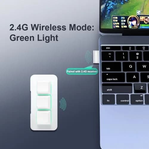 PCsensor MK321G-WH 3-Key Mini Keypad 2.4G Wireless Mechanical Keyboard with RGB LED | Programmable Hot Key for Gaming & Office thumbnail 5