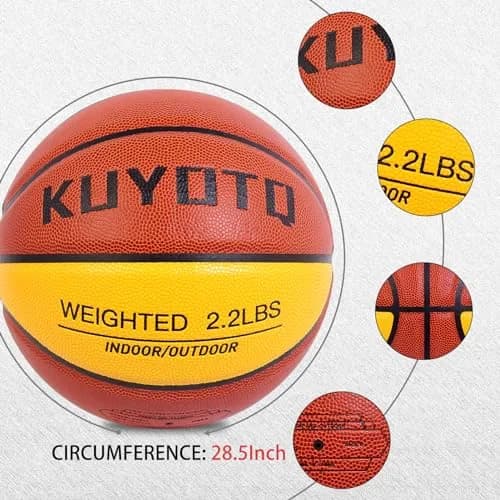 KUYOTQ 2.2lbs Weighted Training Basketball Size 6 (1.0kg) | Improve Ball Handling Dribbling thumbnail 6