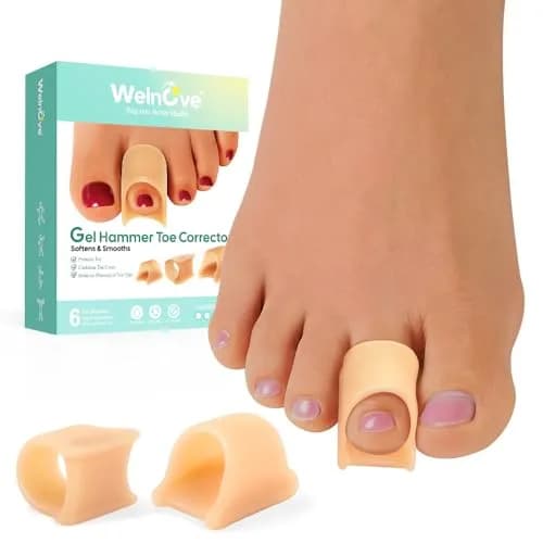 Welnove Hammertoe Corrector - 6 Pack Toe Splints - Soft Gel Toe Straighteners - Realign Bent, Curled, Crooked, Claw, Hammer Toes - Corrector for Men and Women, Large (Beige), FSA or HSA Eligible thumbnail 1