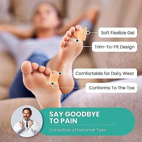 Welnove Hammertoe Corrector - 6 Pack Toe Splints - Soft Gel Toe Straighteners - Realign Bent, Curled, Crooked, Claw, Hammer Toes - Corrector for Men and Women, Large (Beige), FSA or HSA Eligible thumbnail 4
