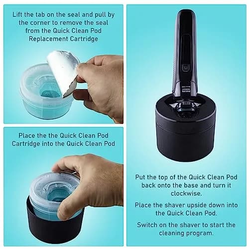 Clark Shaving Co. Quick Clean Cartridges for Philips Norelco Shavers, 4-Pack | USA Lubricant, 3 Months Use Per Cartridge thumbnail 4