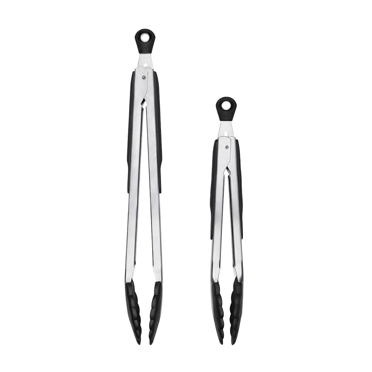 OXO Good Grips 2-Piece Tongs with Nylon Heads Set | 23cm (9") & 30cm (12") Locking Tongs for Cooking & Serving