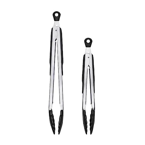 OXO Good Grips 2-Piece Tongs with Nylon Heads Set | 23cm (9") & 30cm (12") Locking Tongs for Cooking & Serving thumbnail 1