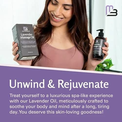 M3 Naturals Lavender Sensual Massage Oil 242ml (8 fl oz) | Calms Mind & Body with Collagen & Stem Cells thumbnail 9