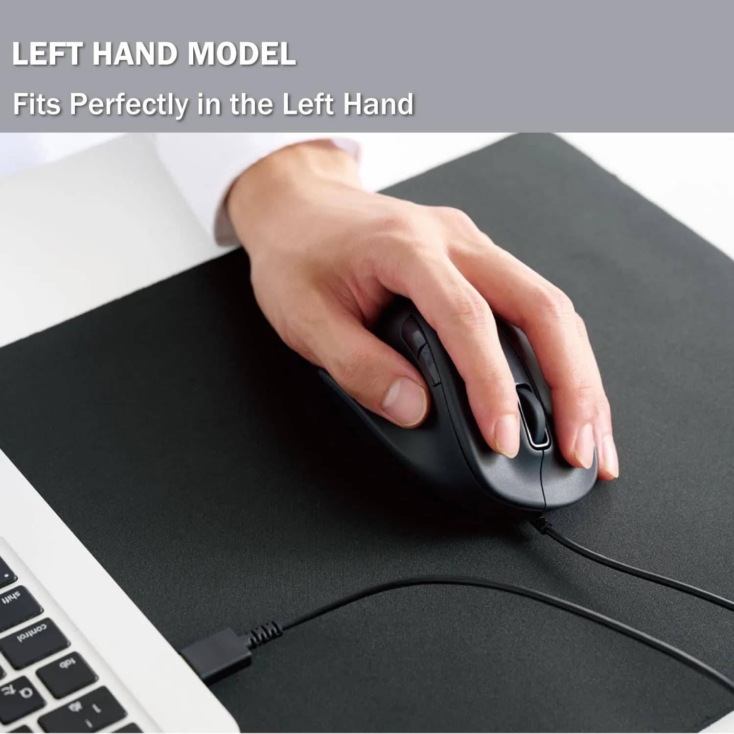 ELECOM EX-G Wired USB Ergonomic Mouse, Large White | Silent Click, 2000DPI, 5 Buttons, Right Hand - view 2