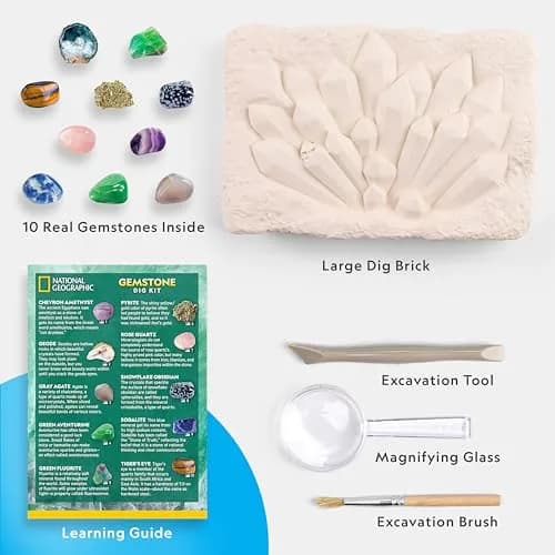National Geographic Gemstone Dig Kit with 10 Real Gemstones & Tools | Ages 8+ thumbnail 5