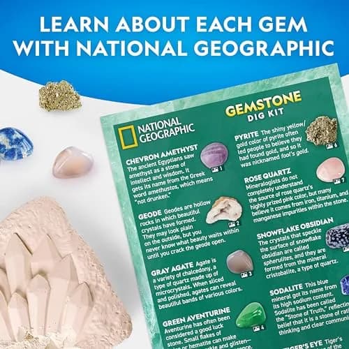 National Geographic Gemstone Dig Kit with 10 Real Gemstones & Tools | Ages 8+ thumbnail 6