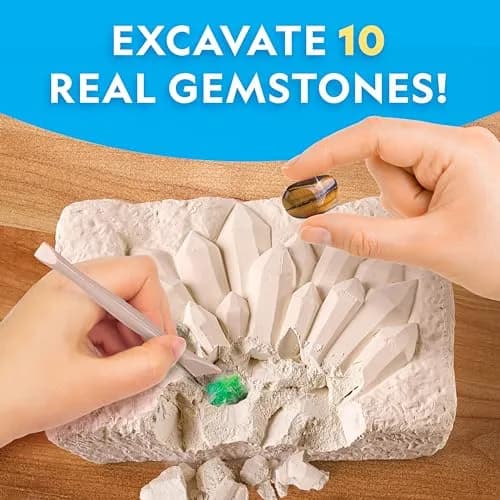 National Geographic Gemstone Dig Kit with 10 Real Gemstones & Tools | Ages 8+ thumbnail 2