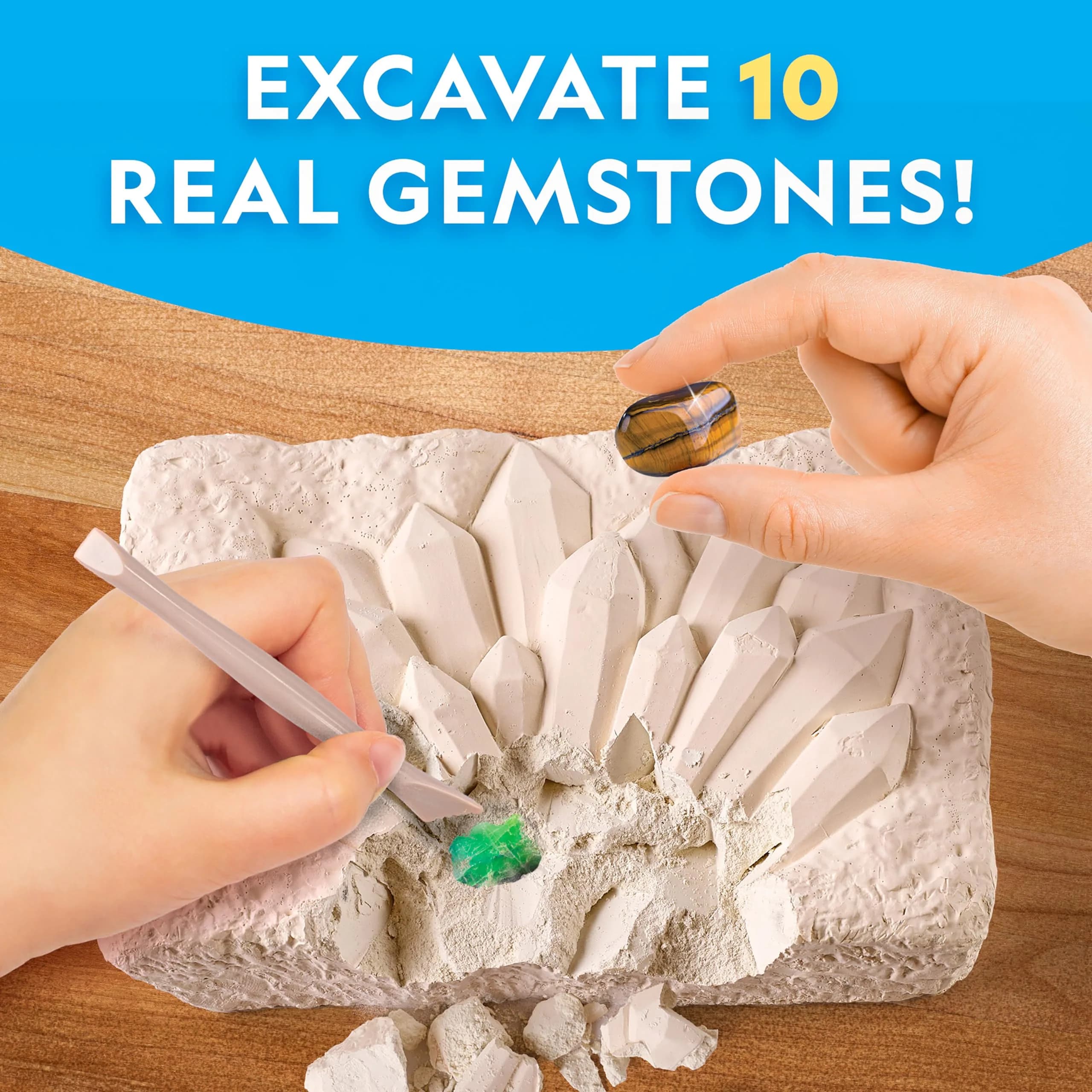 National Geographic Gemstone Dig Kit with 10 Real Gemstones & Tools | Ages 8+ - view 2