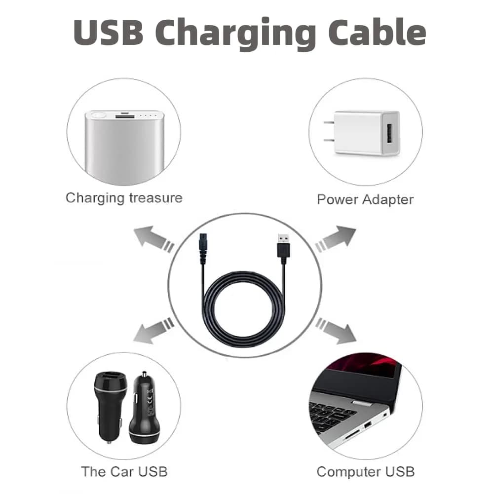 Qjin USB-A Charging Cable 100cm (3.3ft) 2-Pack | Safe & Fast Charging for Philips Norelco Shavers - view 4
