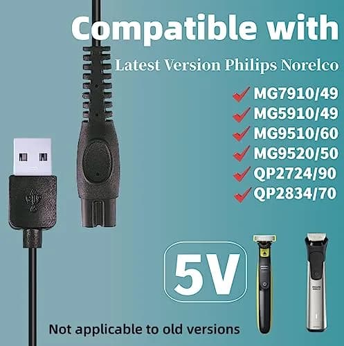 Qjin USB-A Charging Cable 100cm (3.3ft) 2-Pack | Safe & Fast Charging for Philips Norelco Shavers thumbnail 2