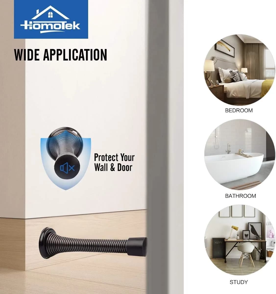 HOMOTEK Heavy Duty Spring Door Stops, 20 Pack Oil Rubbed Bronze | Value Pack Doorstop for Wall Protection - view 3