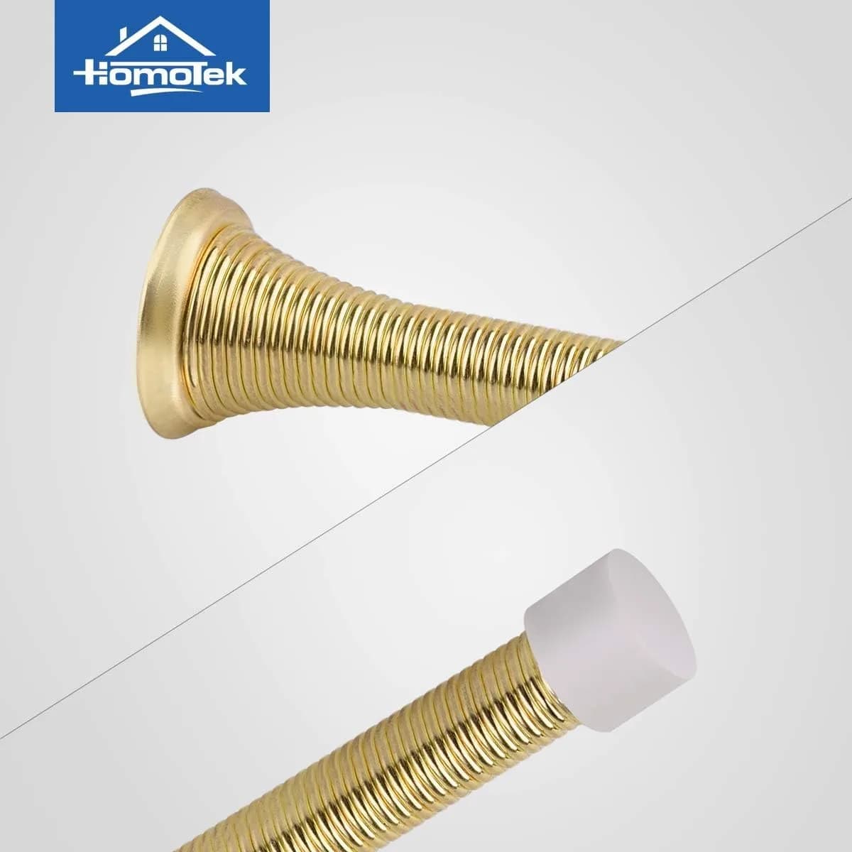 HOMOTEK Spring Door Stopper with Rubber Bumper, 20 Pack Bright Brass | Protects Walls & Doors - view 3
