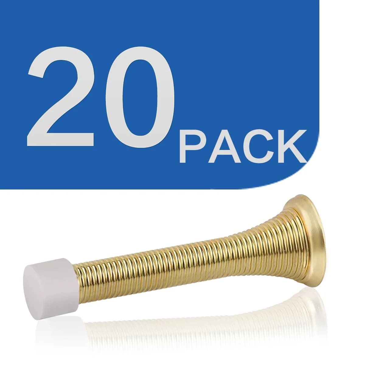 HOMOTEK Spring Door Stopper with Rubber Bumper, 20 Pack Bright Brass | Protects Walls & Doors - view 7