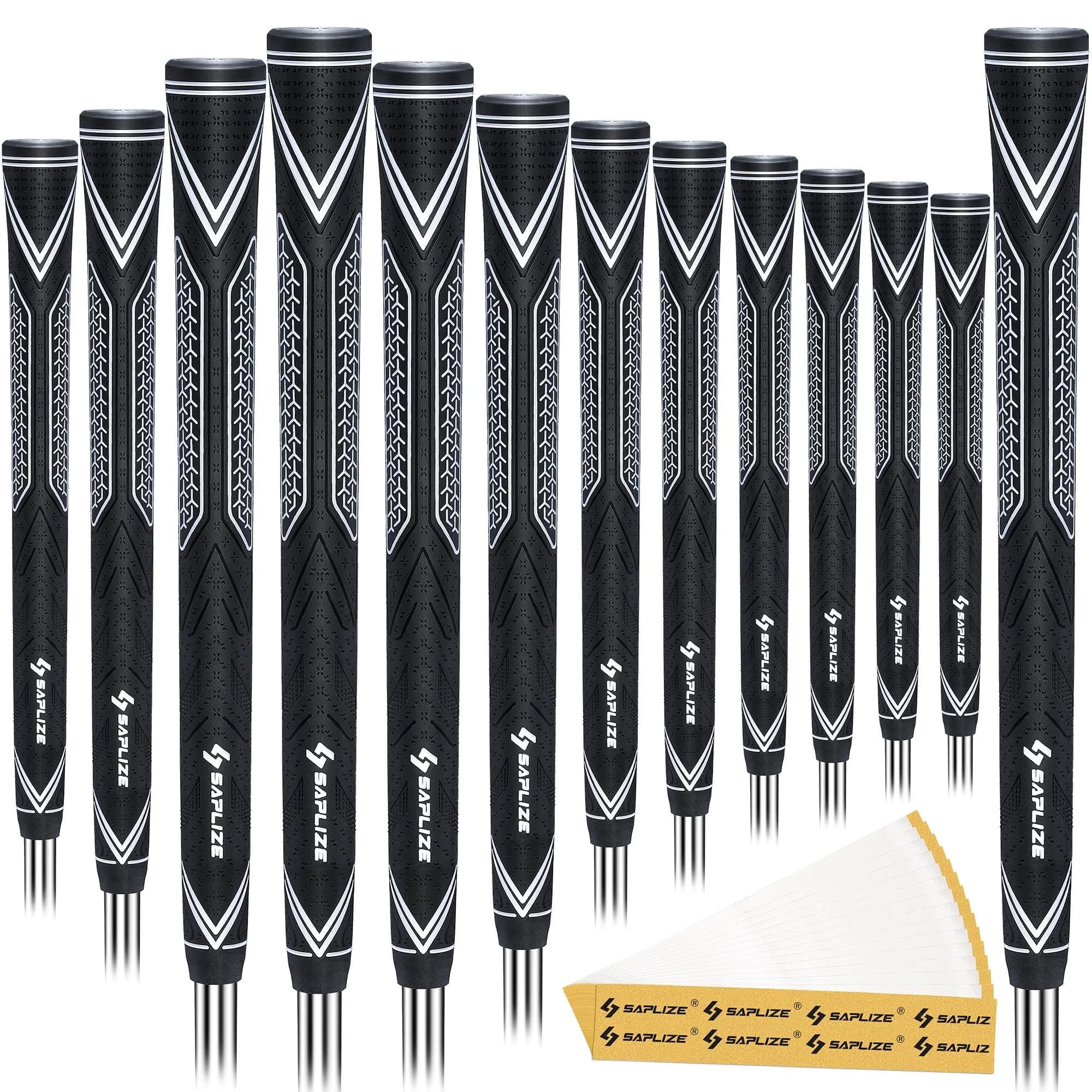 SAPLIZE G50 Endurance Golf Grips Set, Midsize, White | Premium Rubber, All-Weather Control (70-120 chars)