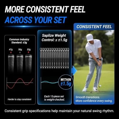 SAPLIZE G50 Endurance Golf Grips Set, Midsize, White | Premium Rubber, All-Weather Control (70-120 chars) thumbnail 4