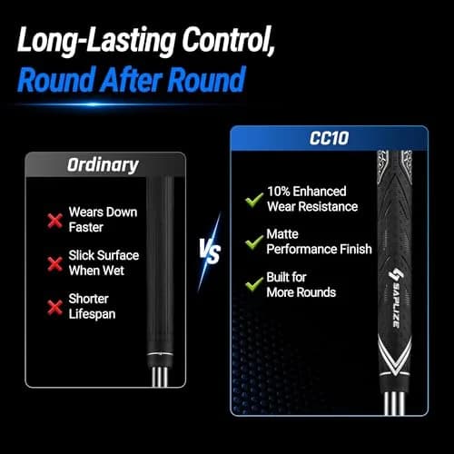 SAPLIZE G50 Endurance Golf Grips Set, Midsize, White | Premium Rubber, All-Weather Control (70-120 chars) thumbnail 7