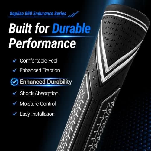 SAPLIZE G50 Endurance Golf Grips Set, Midsize, White | Premium Rubber, All-Weather Control (70-120 chars) thumbnail 3