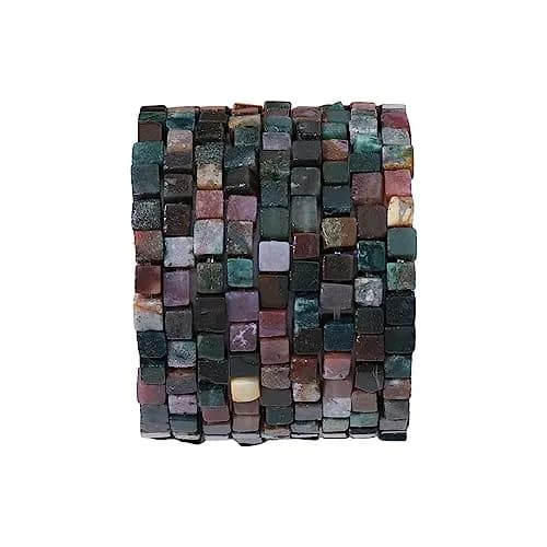 Beadia Natural Indian Agate Square Stone Beads 4x4mm | Unique Chakra Healing Gemstones for Jewelry thumbnail 1
