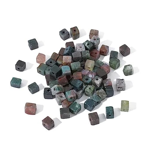 Beadia Natural Indian Agate Square Stone Beads 4x4mm | Unique Chakra Healing Gemstones for Jewelry thumbnail 4