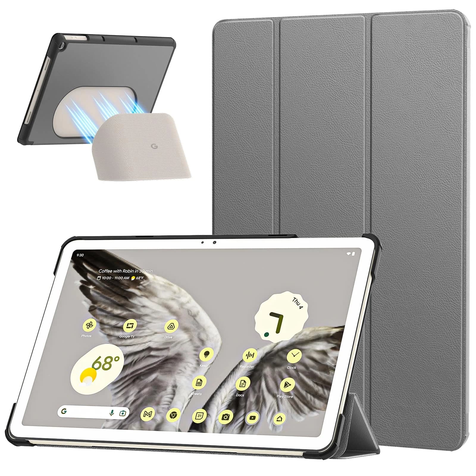 MoKo for Google Pixel Tablet Case 2023 11 inch, Gray | Slim Trifold Stand with Impact-Resistant PC Back - main product image