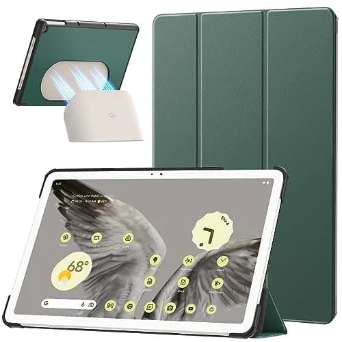 MoKo Dark Green Trifold Stand Case for Google Pixel Tablet 11 inch 2023 | Slim PU Leather TPU Back Full Protector thumbnail 1