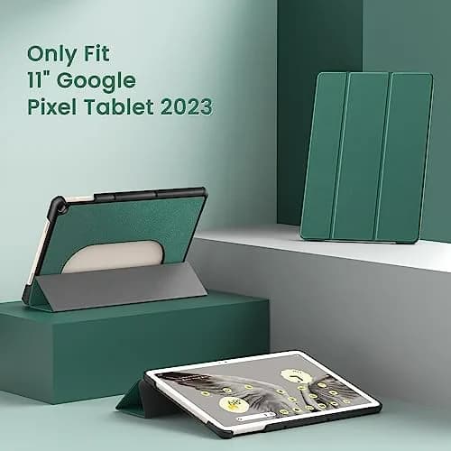 MoKo Dark Green Trifold Stand Case for Google Pixel Tablet 11 inch 2023 | Slim PU Leather TPU Back Full Protector thumbnail 2