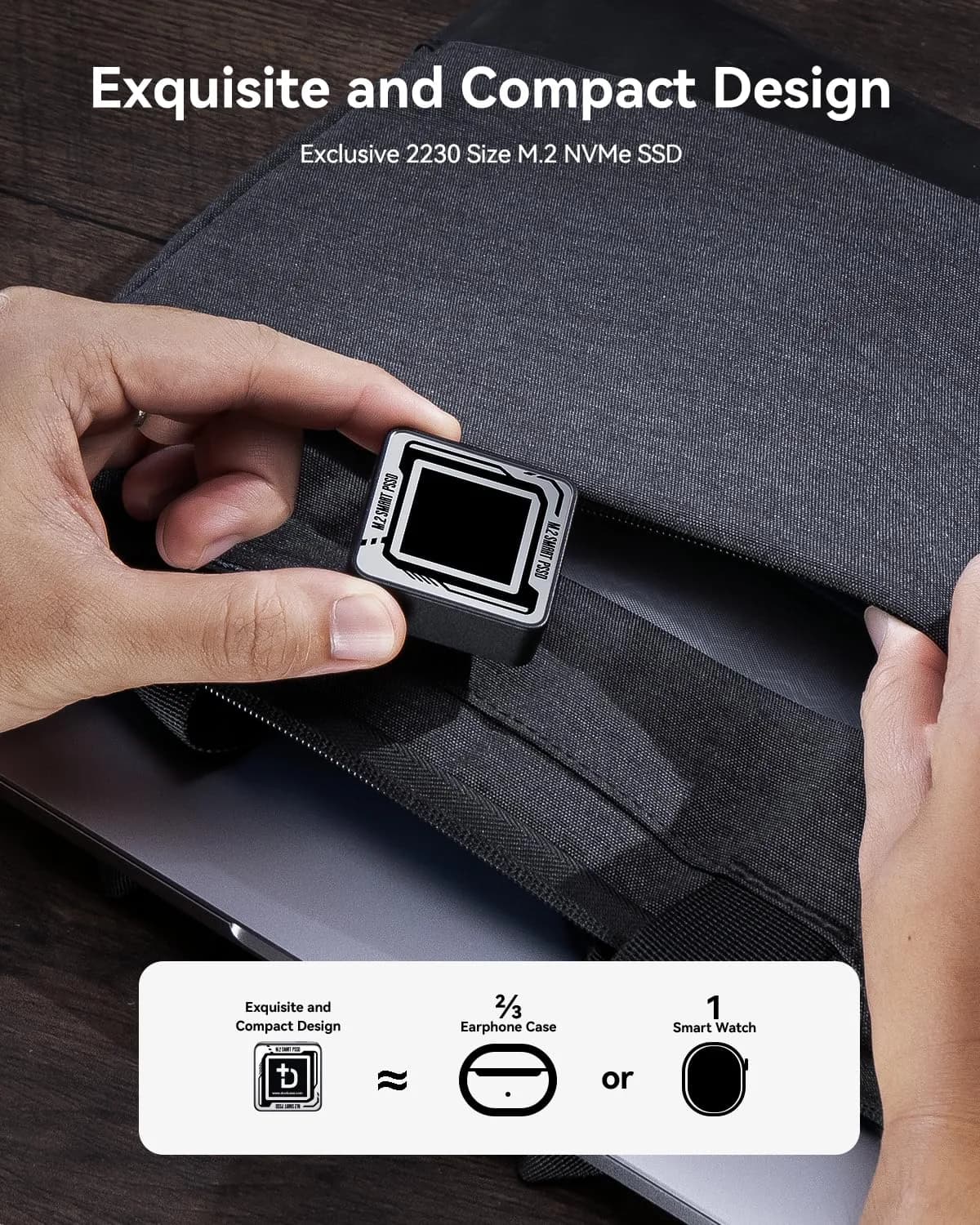 DockCase Pocket M.2 2230 NVMe SSD Enclosure - Black, USB 3.2 Gen 2 Type-C - view 3