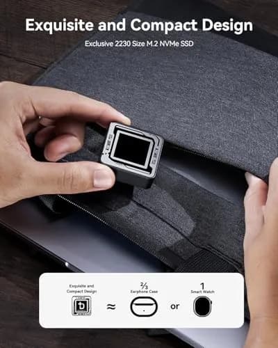 DockCase Pocket M.2 2230 NVMe SSD Enclosure Black | USB 3.2 Gen 2 10Gbps with 3s PLP thumbnail 3