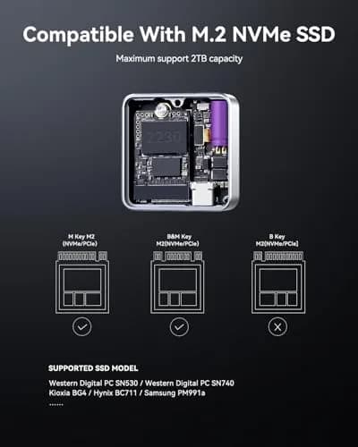 DockCase Pocket M.2 2230 NVMe SSD Enclosure Silver | USB 3.2 Gen 2 10Gbps Type-C for PCIe M-Key B+M Key UASP thumbnail 7