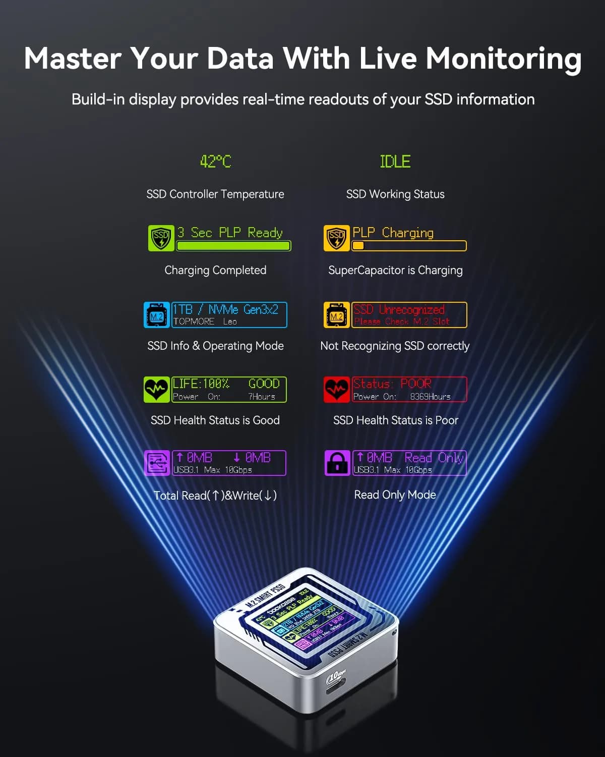 DockCase Pocket M.2 2230 NVMe SSD Enclosure DSWC1M - Silver | Power Loss Protection - view 2