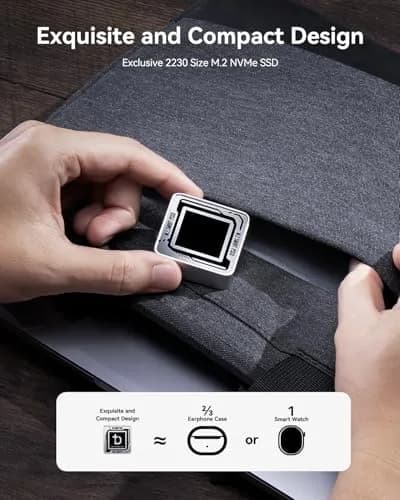 DockCase Pocket M.2 2230 NVMe SSD Enclosure Silver | USB 3.2 Gen 2 10Gbps Type-C for PCIe M-Key B+M Key UASP thumbnail 3