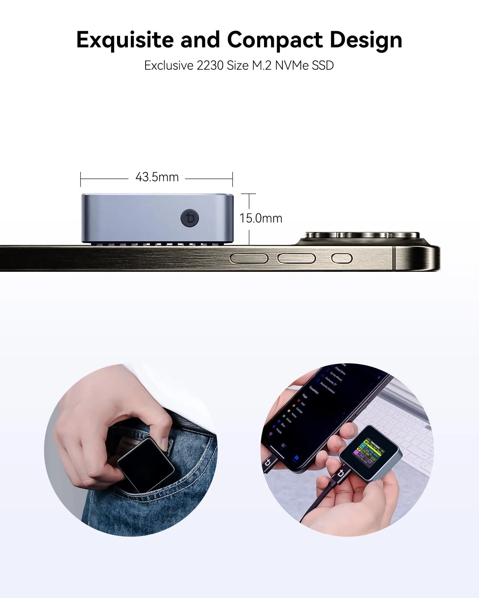 DockCase Pocket M.2 2230 NVMe SSD Enclosure 2230mm (8.7mm) | Power Loss Protection for Data Safety - view 4