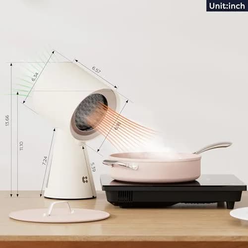 CIARRA Portable Range Hood Ivory 15.7cm (6.18in) | 2-Speed Desktop Kitchen Exhaust Fan with Triple-Layer Filtration thumbnail 8