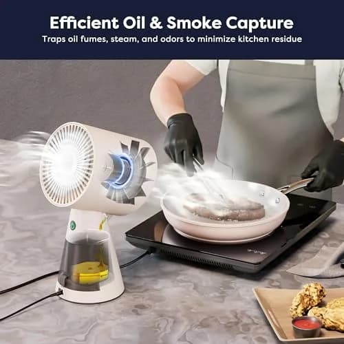 CIARRA Portable Range Hood Ivory 15.7cm (6.18in) | 2-Speed Desktop Kitchen Exhaust Fan with Triple-Layer Filtration thumbnail 3