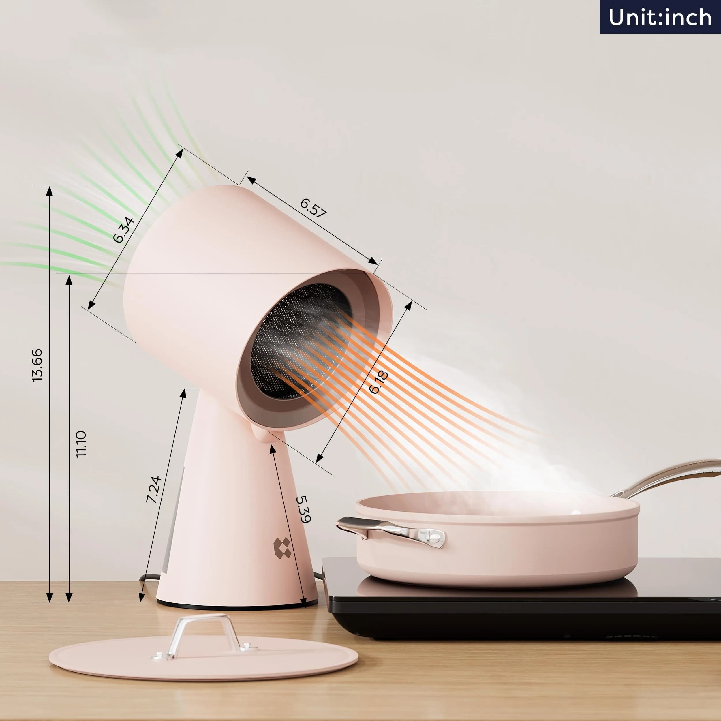 CIARRA Portable Range Hood with 2-Speed Exhaust Fan & Detachable Filter, Pink | Triple-Layer Filtration for Superior Smoke & Odor Removal - view 7